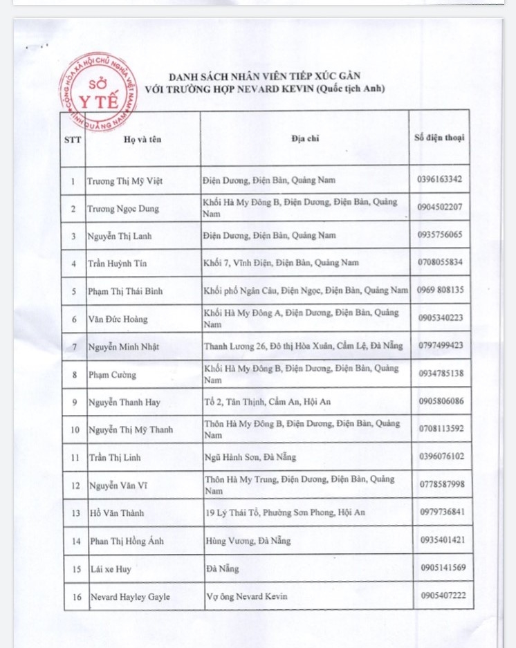 hanh trinh di chuyen va nhung nguoi tiep xuc voi ca nhiem sars cov 2 tai quang nam