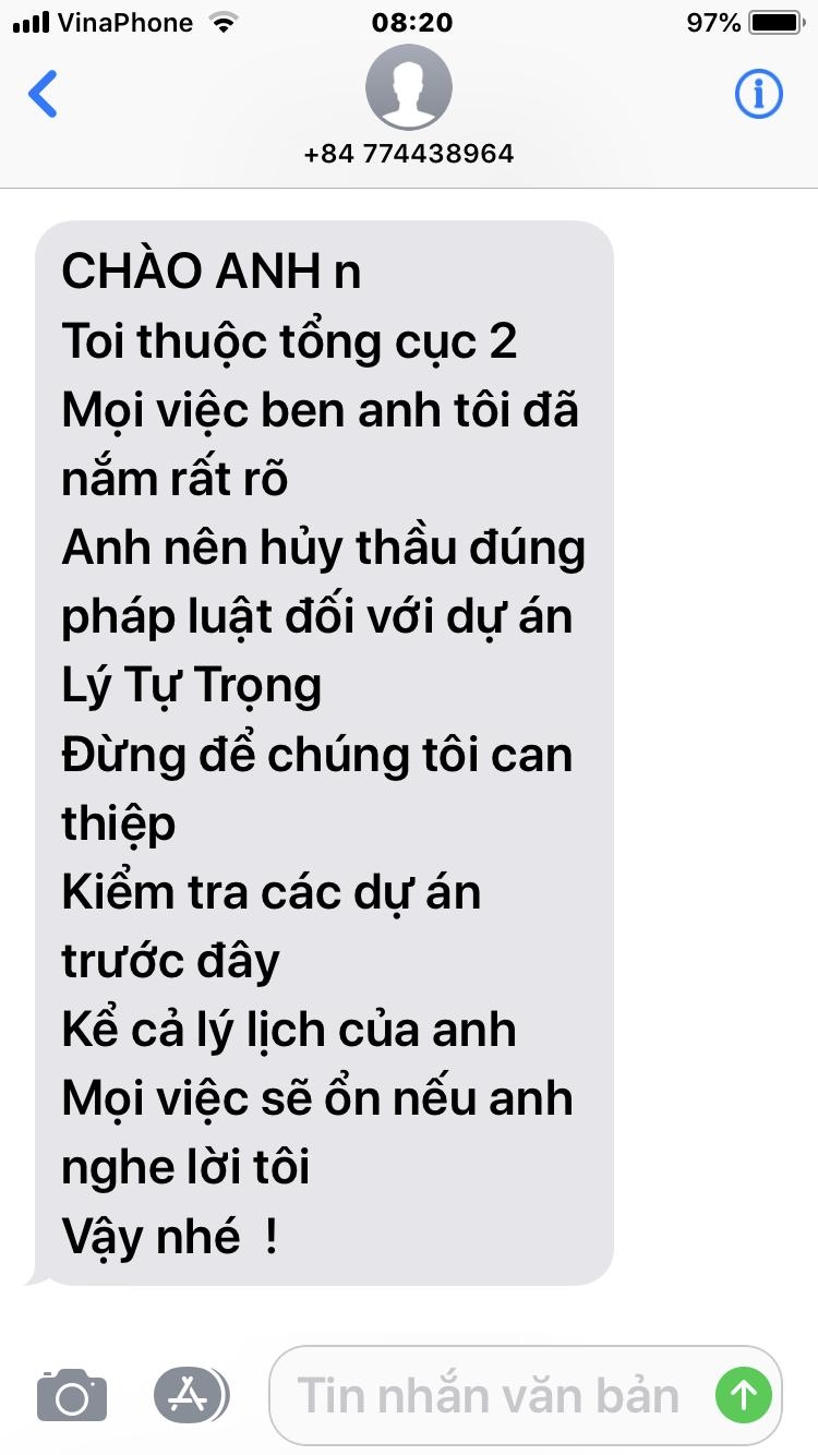 da nang xung nguoi cua tong cuc 2 nhan tin ep chu dau tu du an huy thau