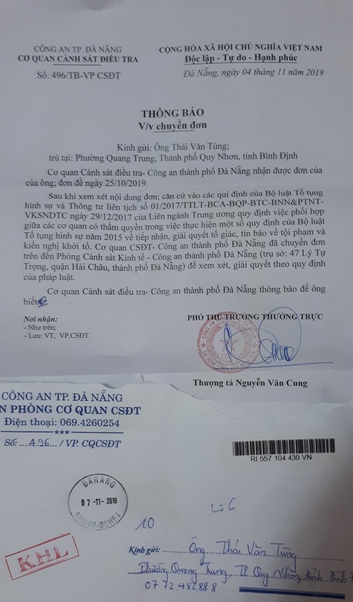 bai 6 da nang don to cao hanh vi lua dao cua lanh dao cong ty phu gia thinh da duoc co quan csdt tiep nhan