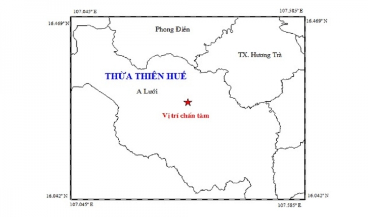 Thừa Thiên Huế xuất hiện động đất 3,3 độ richter