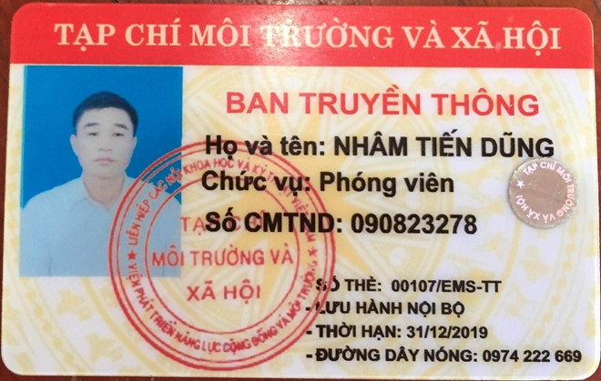 Đối tượng tống tiền bị bắt ở Gia Lai trình thẻ phóng viên Tạp chí Môi Trường & Xã Hội