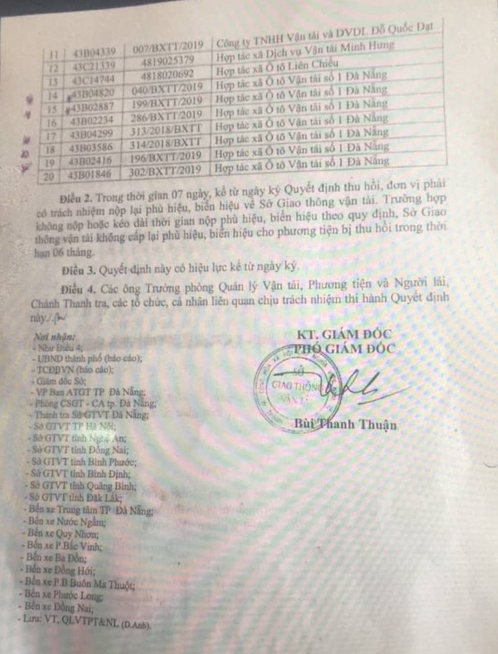 Đà Nẵng: 20 doanh nghiệp vận tải bị thu hồi phù hiệu do vi phạm da nang 20 doanh nghiep van tai bi thu hoi phu hieu do vi pham