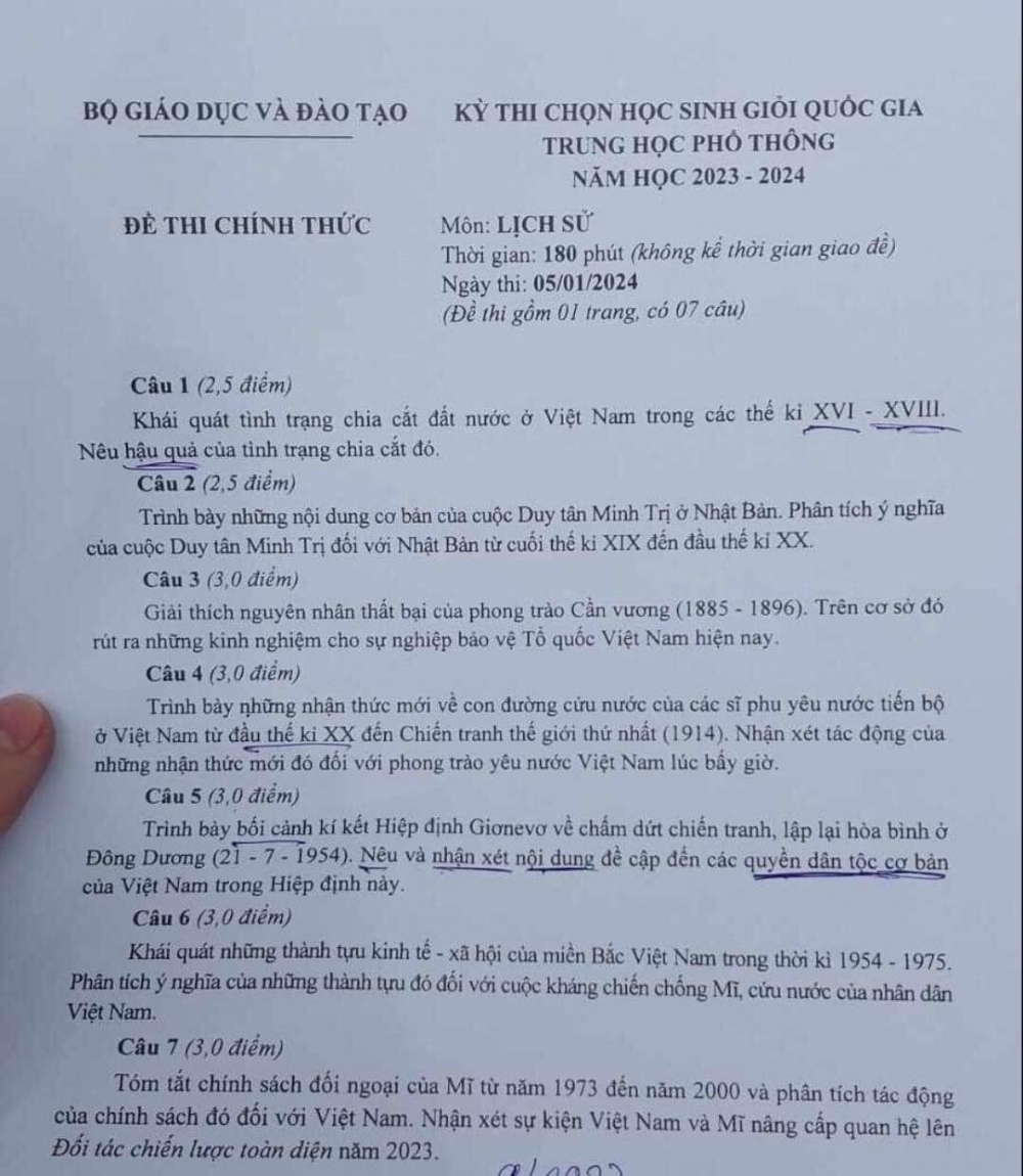 Tổng hợp đề thi học sinh giỏi quốc gia năm 2023 - 2024 ngày đầu