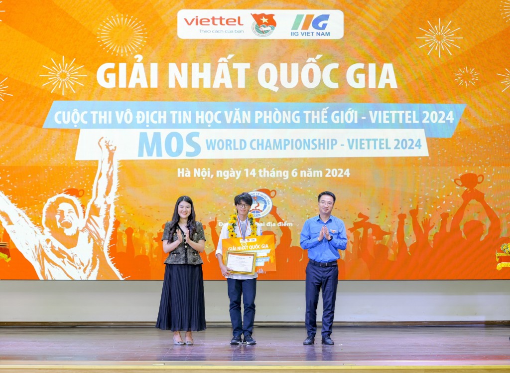 (Em Trần Thanh An đạt giải Nhất trong cuộc thi Vô địch Tin học Văn phòng thế giới – Viettel 2024)