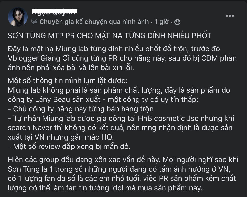 Lùm xùm Sơn Tùng M-TP là đại diện thương hiệu mỹ phẩm: Đừng để MXH “dắt mũi”