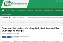 Thực phẩm chức năng dành cho trẻ em dưới 6 tuổi phải kê khai giá