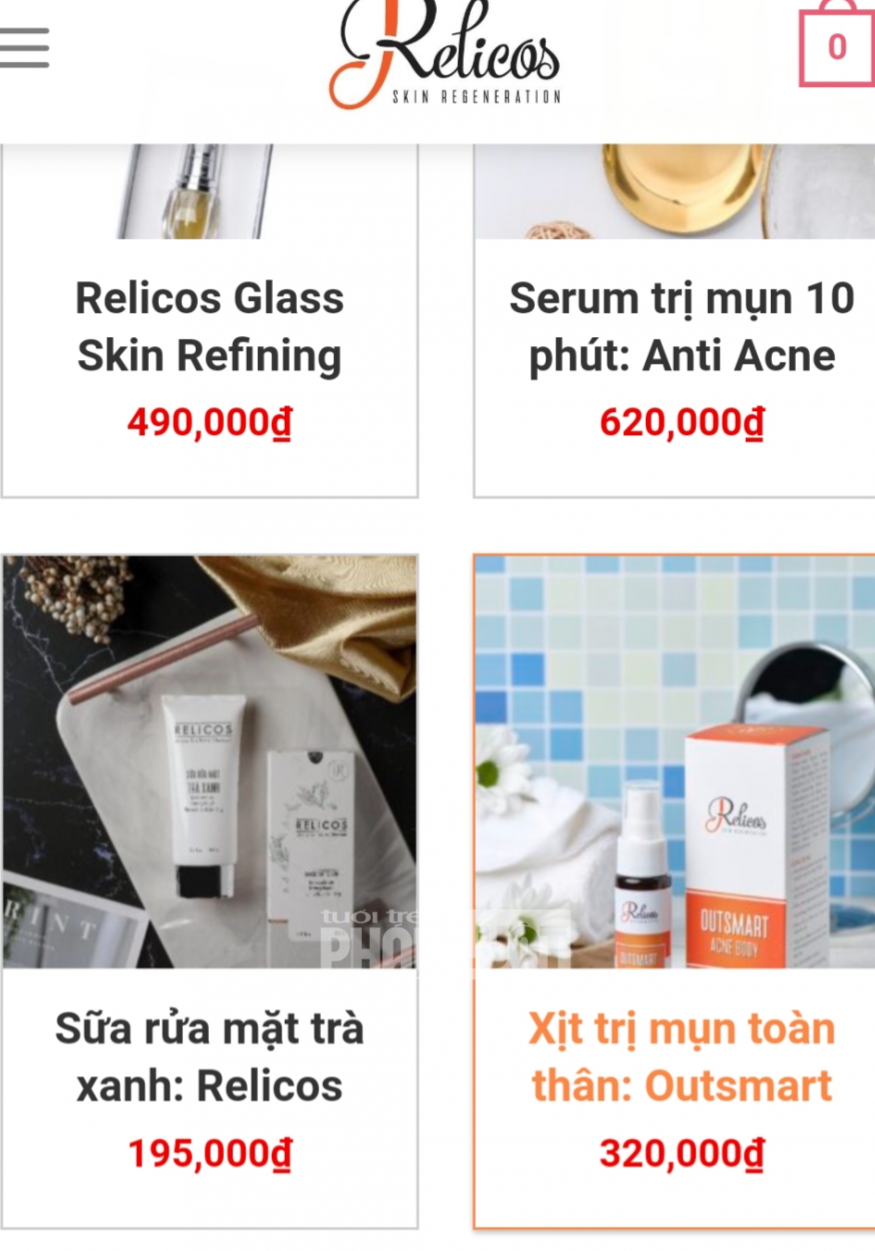 Nhãn hàng Relicos có dấu hiệu lưu hành chui sản phẩm Serum trị mụn Anti Acne