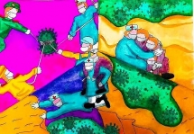 Học sinh Hòa Bình vẽ tranh chung tay phòng, chống dịch Covid-19