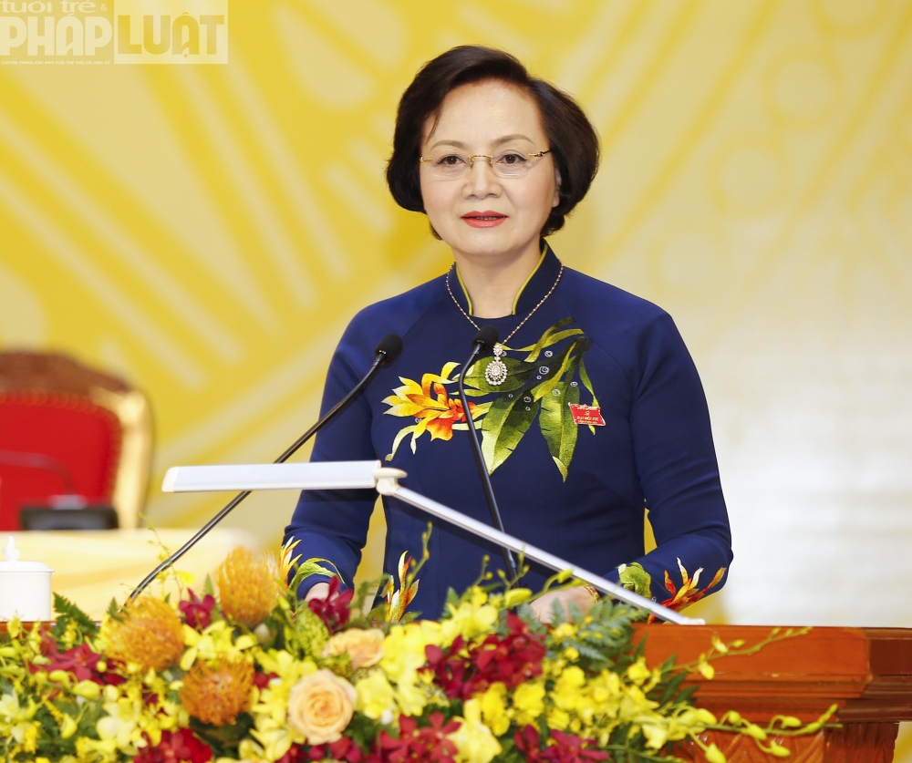 Bí thư Tỉnh ủy Yên Bái - Phạm Thị Thanh Trà phát biểu trước Đại hội.