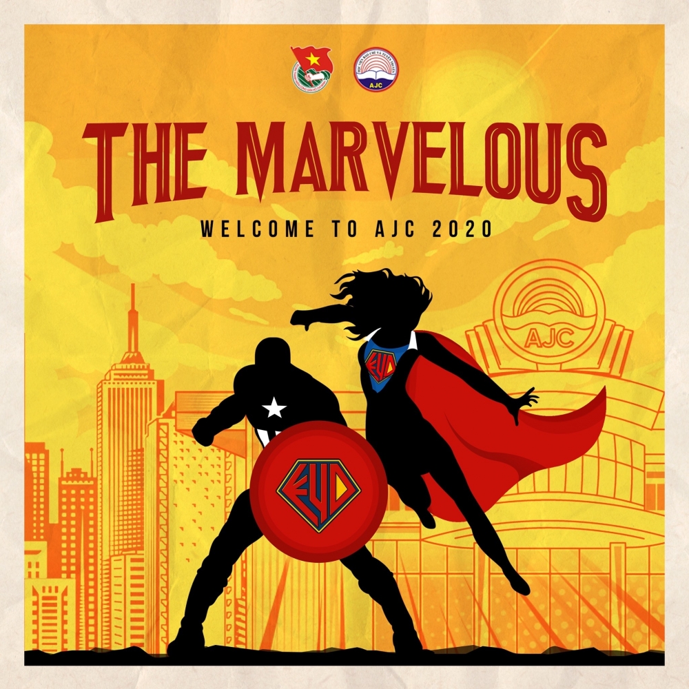 Bộ nhận diện của “Welcome to AJC 2020 - The Marvelous” nổi bật với những họa tiết được lấy ý tưởng từ thế giới truyện tranh.