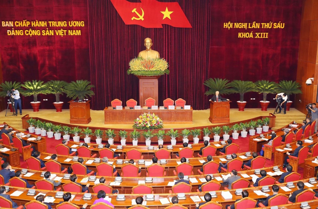 Toàn cảnh phiên bế mạc Hội nghị lần thứ 6 Ban chấp hành Trung ương Đảng khóa XIII.