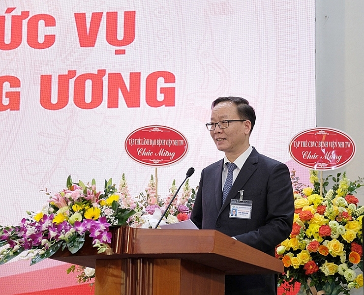PGS.TS.Trần Minh Điển, tân Giám đốc Bệnh viện phát biểu nhận nhiệm vụ tại buổi Lễ PGS.TS.Trần Minh Điển, tân Giám đốc Bệnh viện phát biểu nhận nhiệm vụ tại buổi Lễ