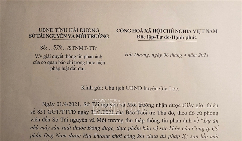 Công ty cổ phần Đông Nam Dược Hải Dương thi công không phép, chính quyền ở đâu?