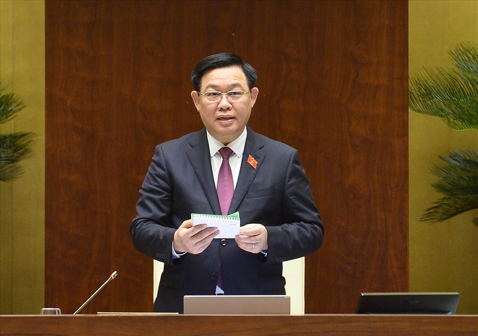 Chủ tịch Quốc hội Vương Đình Huệ phát biểu bế mạc.
