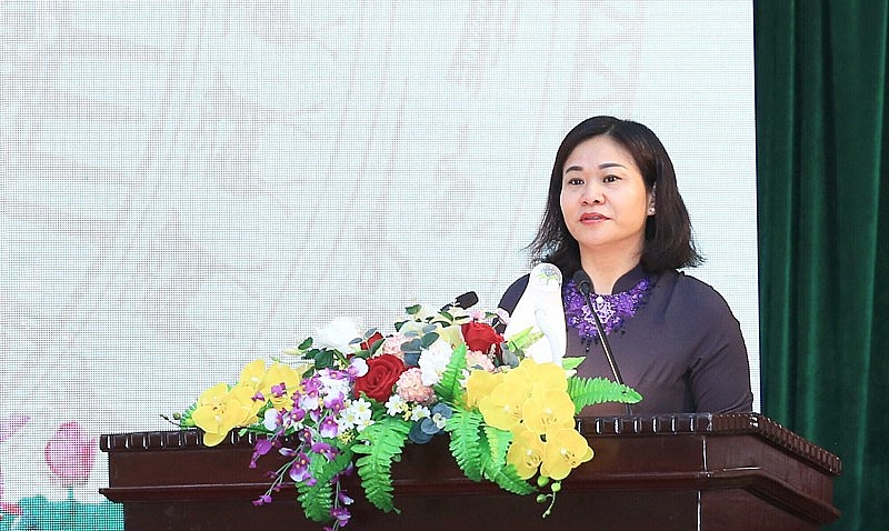 Phó Bí thư Thường trực Thành ủy Hà Nội Nguyễn Thị Tuyến phát biểu tại lễ kỷ niệm.