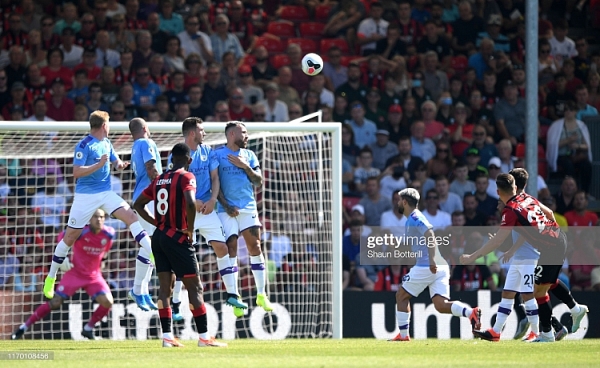 bournemouth 1 3 man city kun aguero lap cu dup man xanh leo len vi tri thu 2