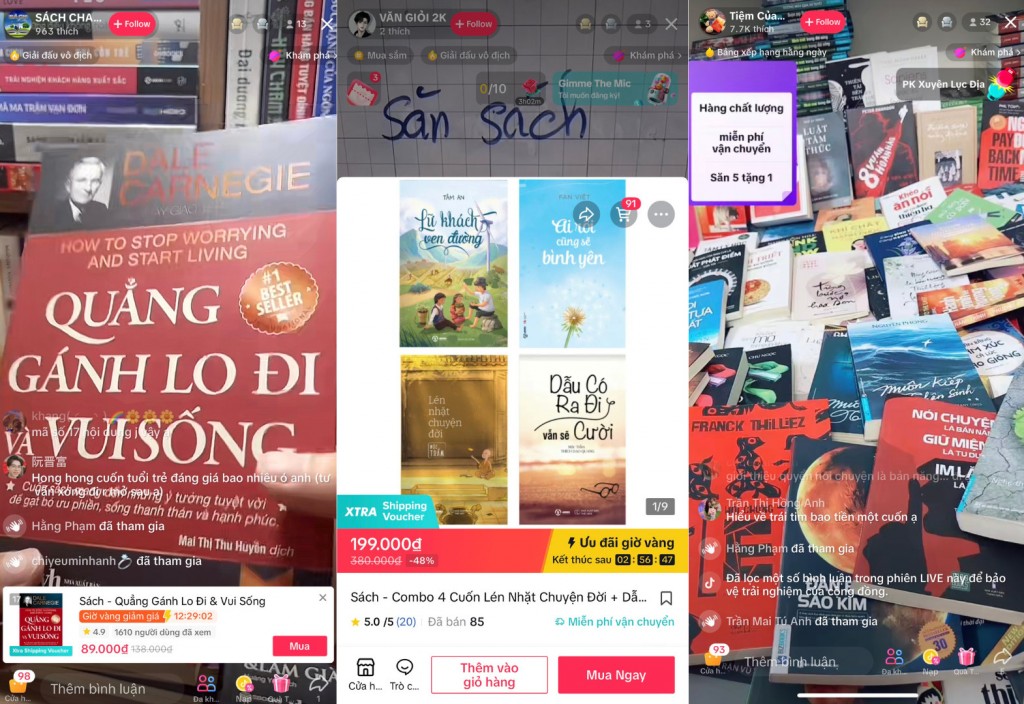 Trên mạng xã hội TikTok, sách giả, sách lậu ngang nhiên công khai rao bán trên các livestream