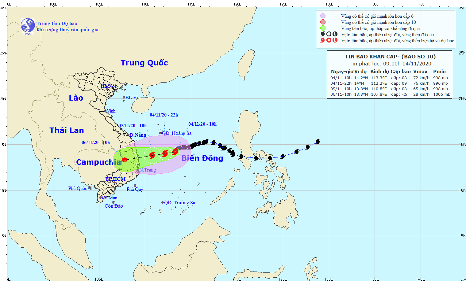 Bão số 10 gây mưa lớn từ Quảng Nam đến Phú Yên