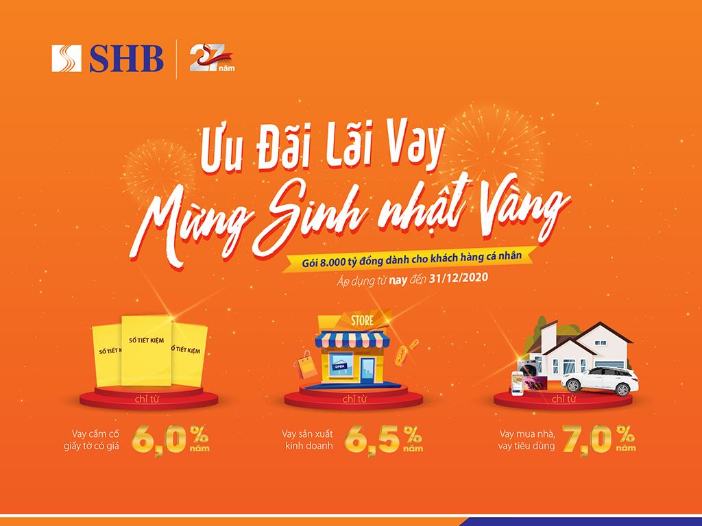 SHB tung gói tín dụng cá nhân 8.000 tỷ đồng với lãi suất ưu đãi mừng sinh nhật 27 tuổi