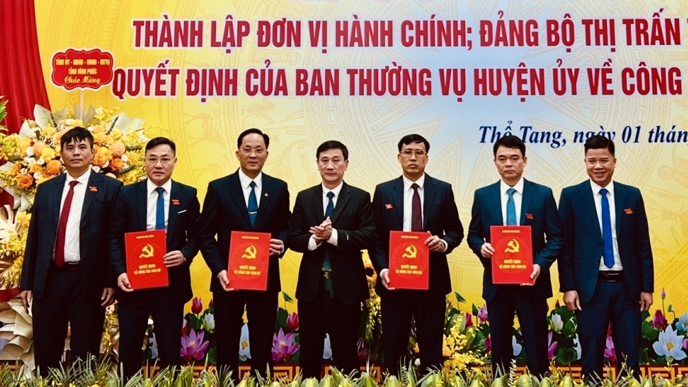 Huyện Vĩnh Tường công bố thành lập đơn vị hành chính thị trấn Thổ Tang