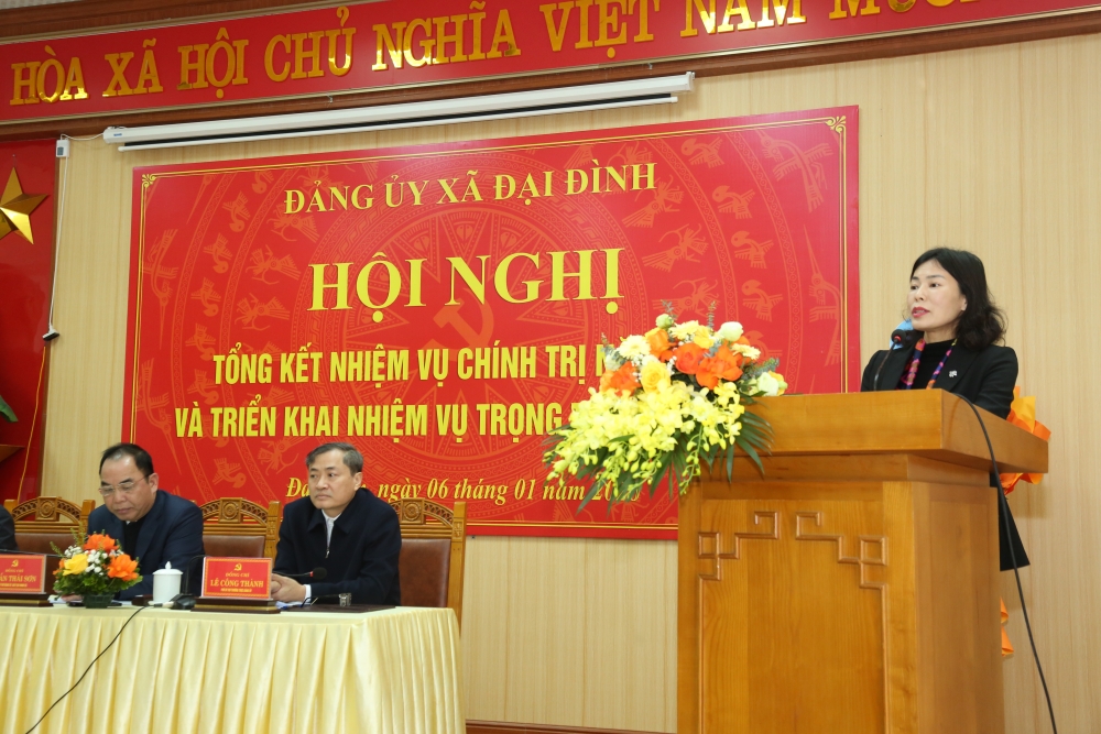 Đồng chí Hoàng Thị Thúy Vân, Tỉnh ủy viên, Phó Chủ nhiệm Ủy  ban Kiểm tra Tỉnh ủy Phú Thọ phát biểu chỉ đạo.