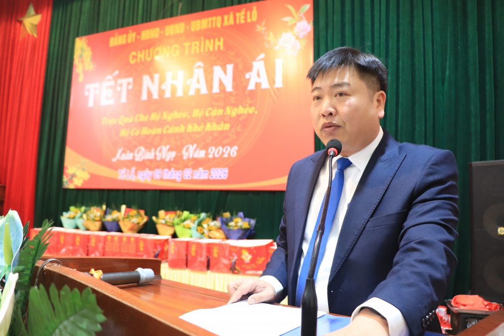 Đồng chí Nguyễn Kim Sơn, Phó Chủ tịch UBND xã Tề Lỗ phát biểu tại chương trình