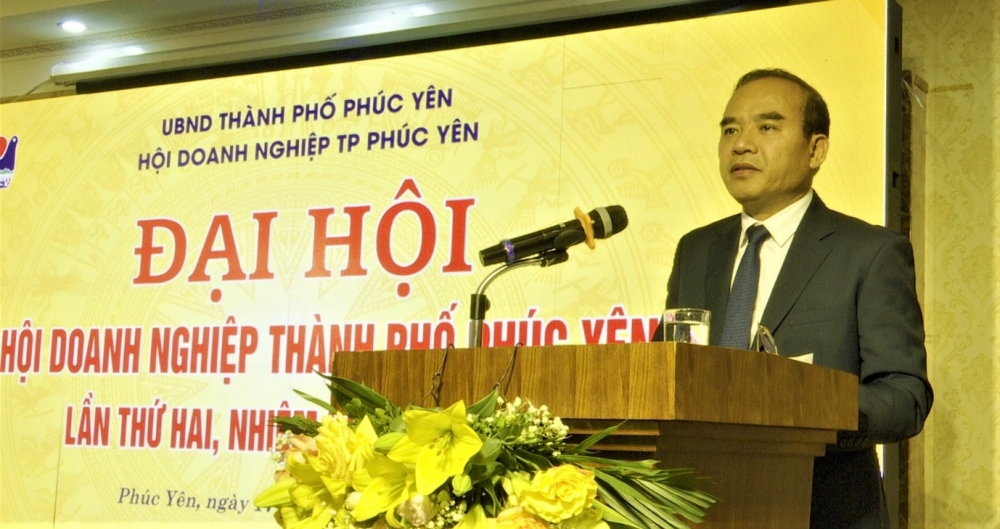 Đ/c Phan Tiến Dũng, Phó Bí thư Thành ủy, Chủ tịch UBND thành phố phát biểu chỉ đạo tại Đại hội