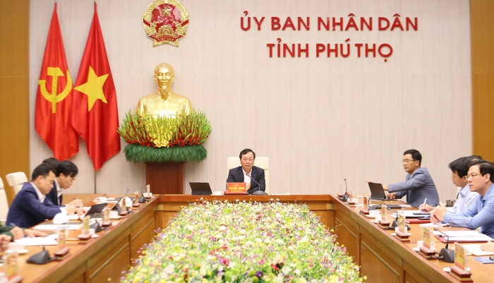 Quang cảnh hội nghị bàn về công tác chuẩn bị cho Giỗ Tổ Hùng Vương năm Nhâm Dần - 2022.