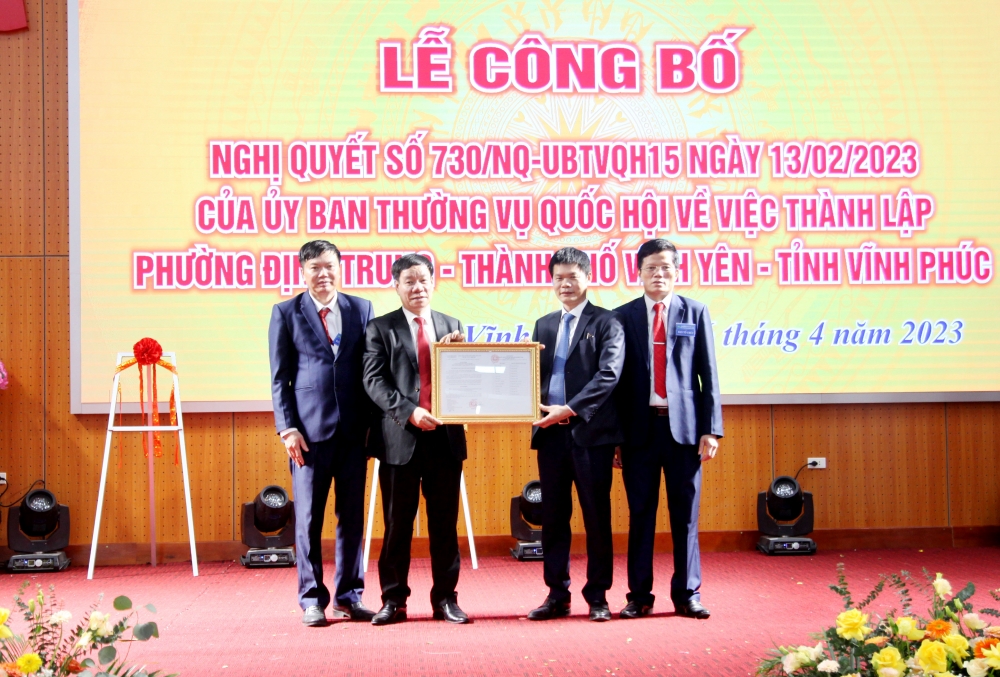 Vĩnh Phúc: Công bố Nghị quyết thành lập phường Định Trung, thành phố Vĩnh Yên