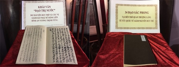 Tư liệu tại cuộc trưng bày chuyên đề về Tế tửu Nguyễn Duy Thì.