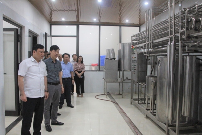 Đoàn thăm và làm việc tại Công ty Cổ phần chăn nuôi và chế biến sữa Vĩnh Thịnh