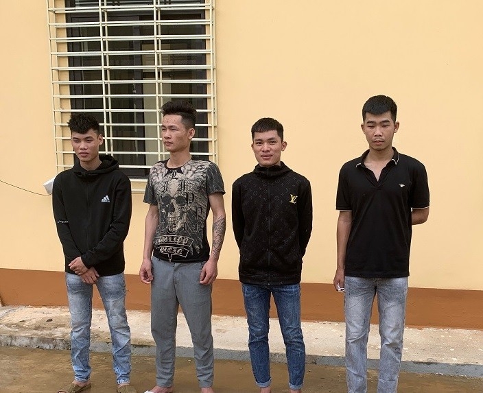 Từ phải qua trái: Các đối tượng Dương, Nam, Trung, Tường (Nguồn: Công an tỉnh Lạng Sơn)