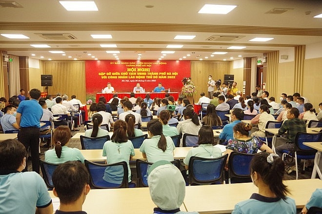 Toàn cảnh buổi gặp gỡ giữa Chủ tịch UBND TP Hà Nội và công nhân