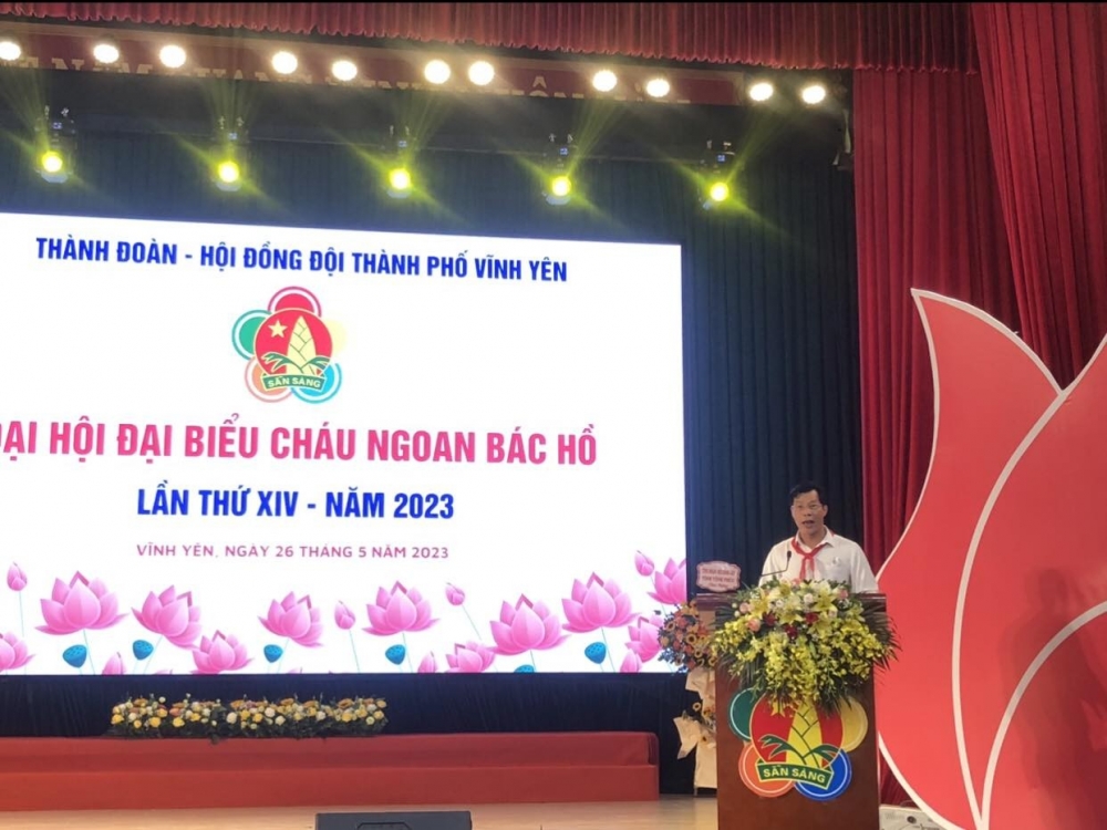 Đồng chí Nguyễn Hoài Nam (ảnh trên) - Phó Bí thư Thường trực Thành ủy Vĩnh Yên phát biểu chương trình
