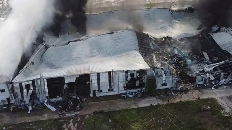 Vĩnh Phúc: Hỏa hoạn thiêu rụi hàng nghìn m2 nhà xưởng tại KCN Bá Thiện 2