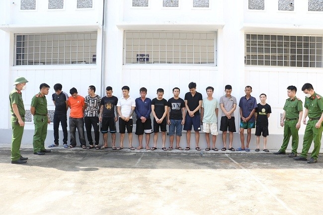 Hàng chục đối tượng bị lực lượng chức năng phát hiện, bắt giữ (Nguồn: Công an tỉnh Nghệ An)
