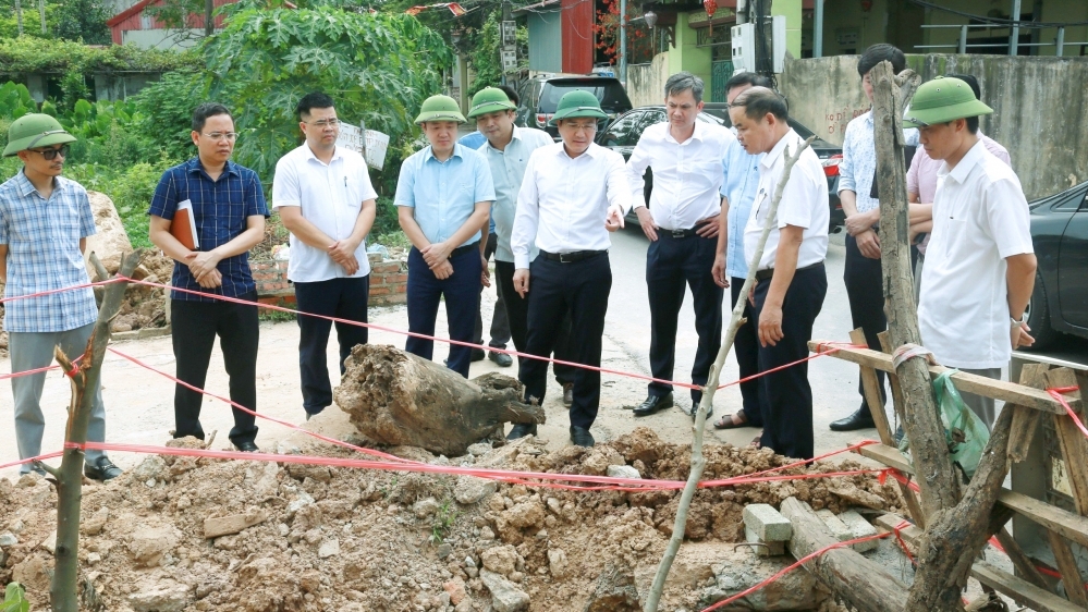 Vĩnh Phúc: Kiểm tra, giải quyết tình trạng ngập úng tại thị trấn Đạo Đức