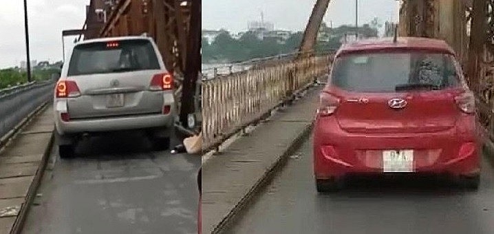 Hai trường hợp vi phạm gần đây nhất khi lưu thông trên cầu Long Biên đã bị xử phạt