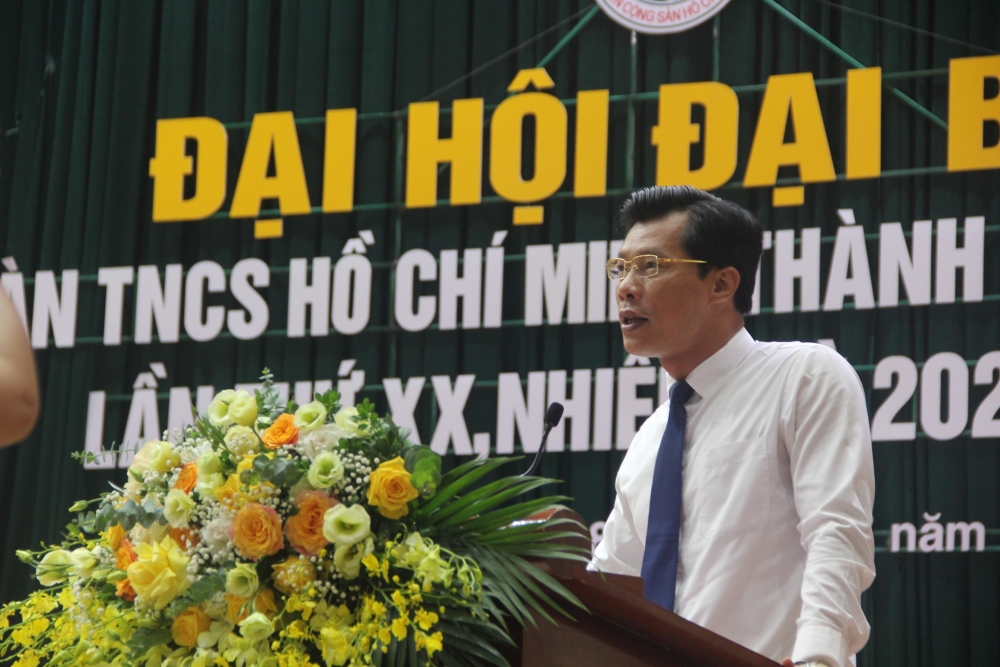 Đ/c Nguyễn Hoài Nam - Phó Bí thư Thường trực Thành uỷ Vĩnh Yên phát biểu chỉ đạo Đại hội