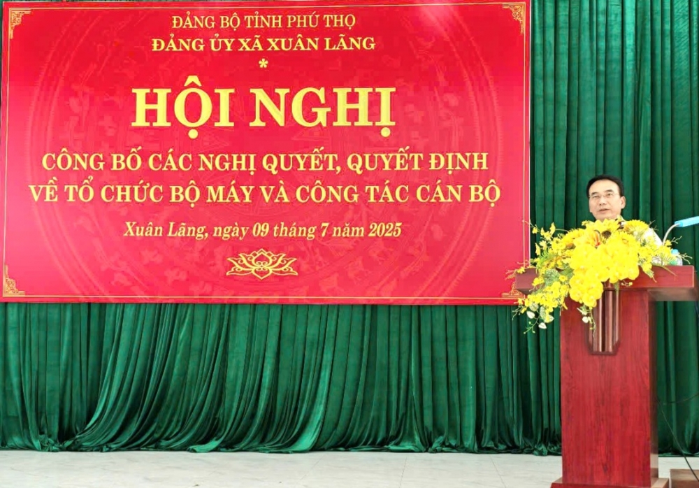 Phú Thọ: Công bố tổ chức bộ máy và công tác cán bộ tại xã Xuân Lãng