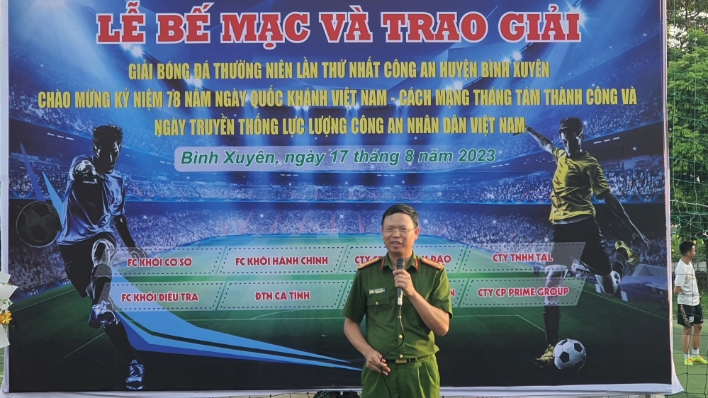 Vĩnh Phúc: Giải bóng đá Công an huyện Bình Xuyên 2023 kết thúc thành công tốt đẹp