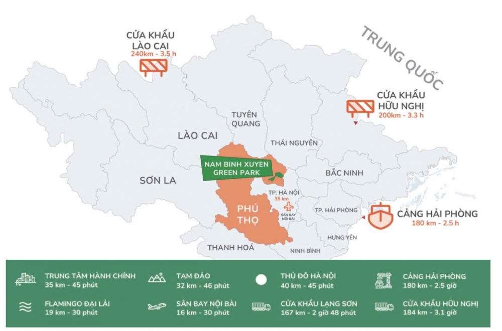 Vị trí địa lý của KCN Nam Bình Xuyên Green Park