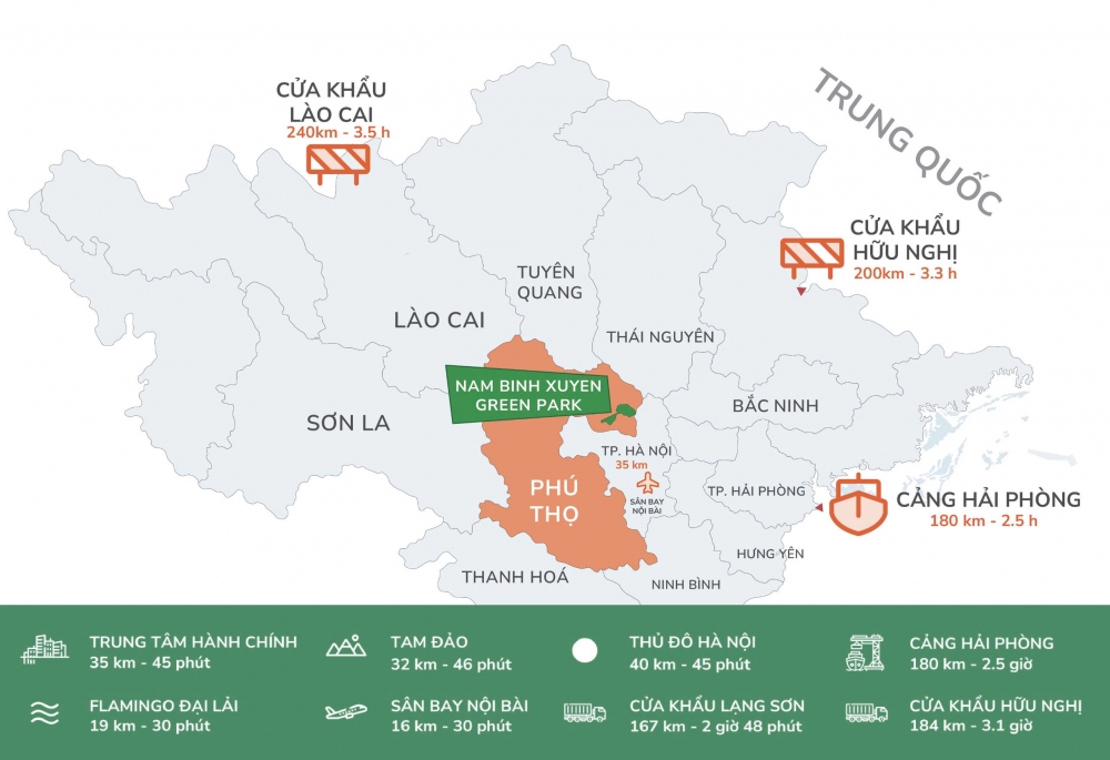 Vị trí địa lý của Khu công nghiệp Nam Bình Xuyên Green Park