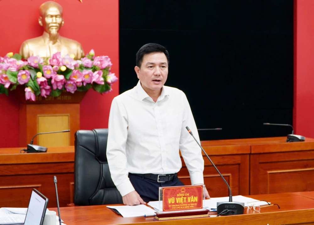 Phó Chủ tịch UBND tỉnh Vũ Việt Văn phát biểu chỉ đạo tại hội nghị