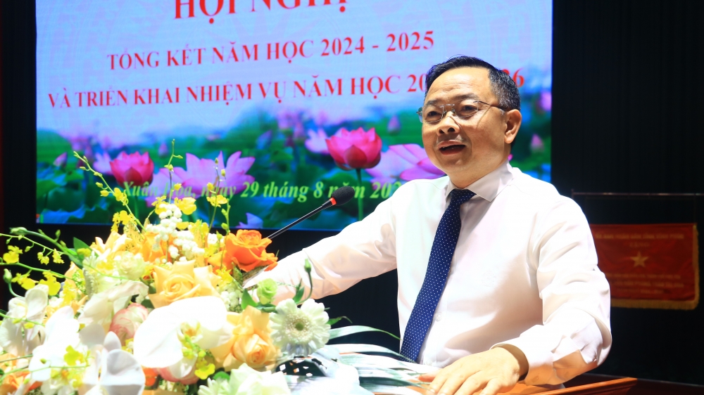 Chủ tịch UBND phường Xuân Hòa Đào Anh Dũng phát biểu tại hội nghị