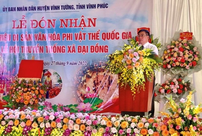 Đồng chí Lê Chí Thái - Phó Chủ tịch UBND huyện Vĩnh Tường phát biểu