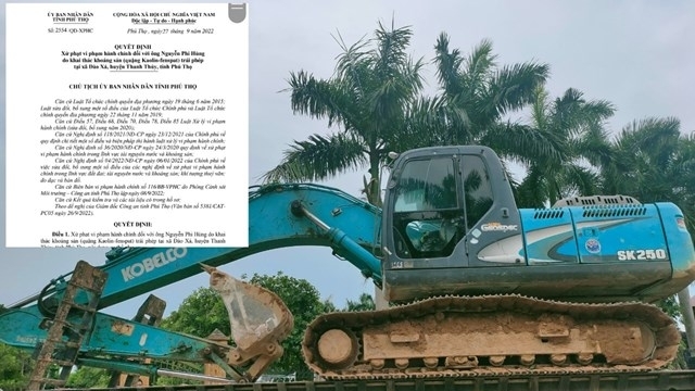 Phú Thọ: Xử phạt một cá nhân hơn 4 tỷ đồng do khai thác kaolin - fenspat trái phép