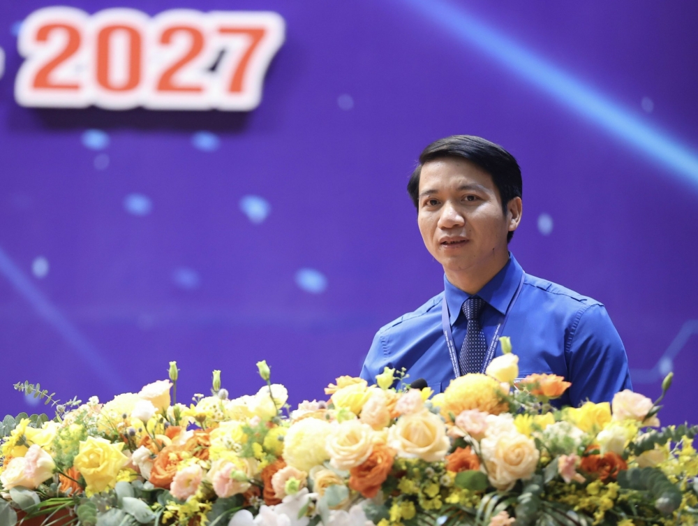 Đ/c: Nguyễn Ngọc Lương – Bí thư thường trực Ban chấp hành Trung ương Đoàn, Chủ tịch Trung ương Hội Liên hiệp Thanh niên Việt Nam phát biểu chỉ đạo Đại hội