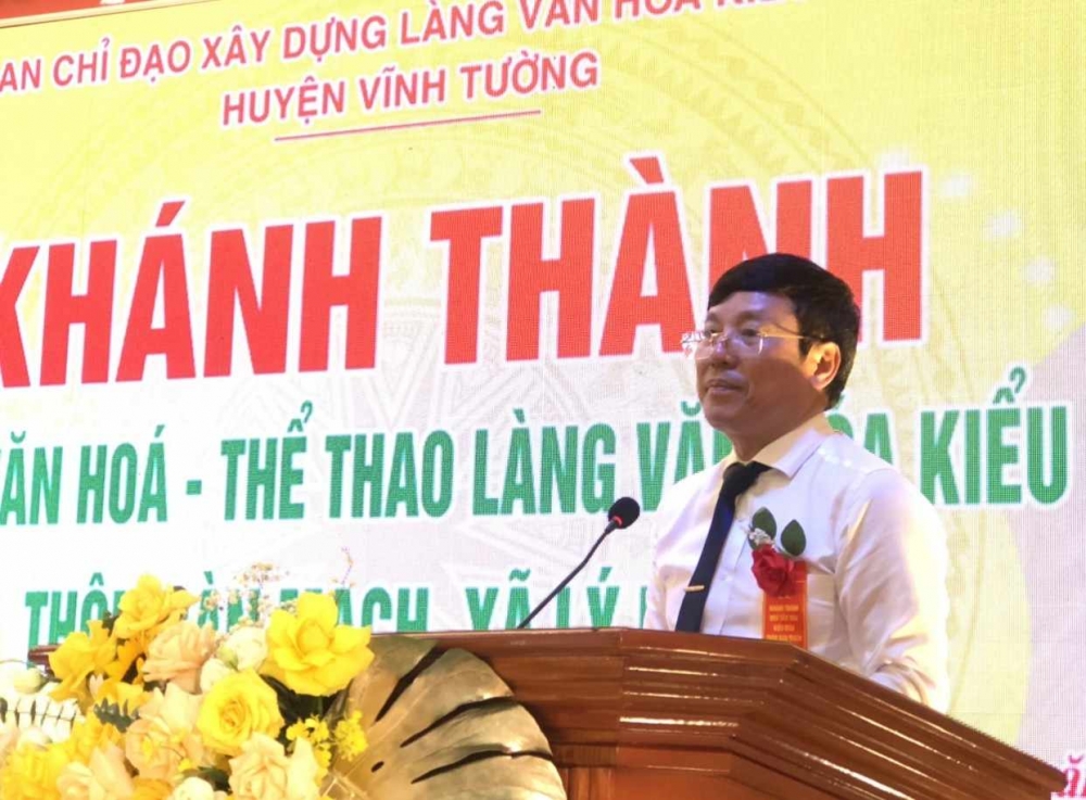 Chủ tịch UBND tỉnh Vĩnh Phúc Lê Duy Thành phát biểu tại buổi lễ khánh thành