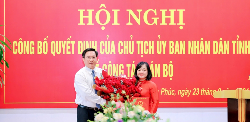 Bà Đỗ Thị Hồng Nhung được bổ nhiệm làm Giám đốc Sở Tài chính tỉnh Vĩnh Phúc